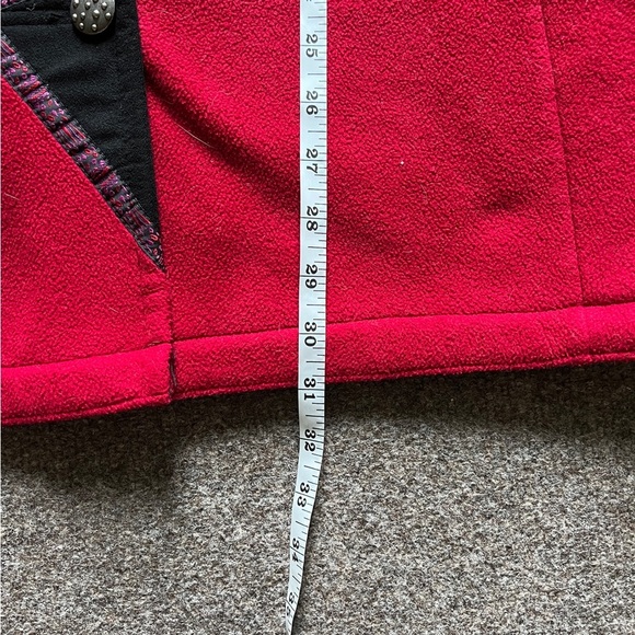 Vintage Red Fleece Button Front Jacket Womens XS Black Collar Polartec Retro 90s - Picture 14 of 16